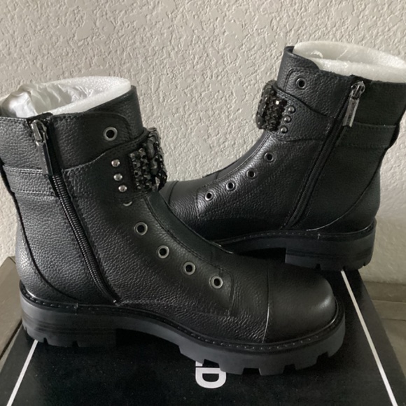 KARL LAGERFELD PARIS Women's Maeva Embellished Buckled Zip Booties, size… - Picture 14 of 16